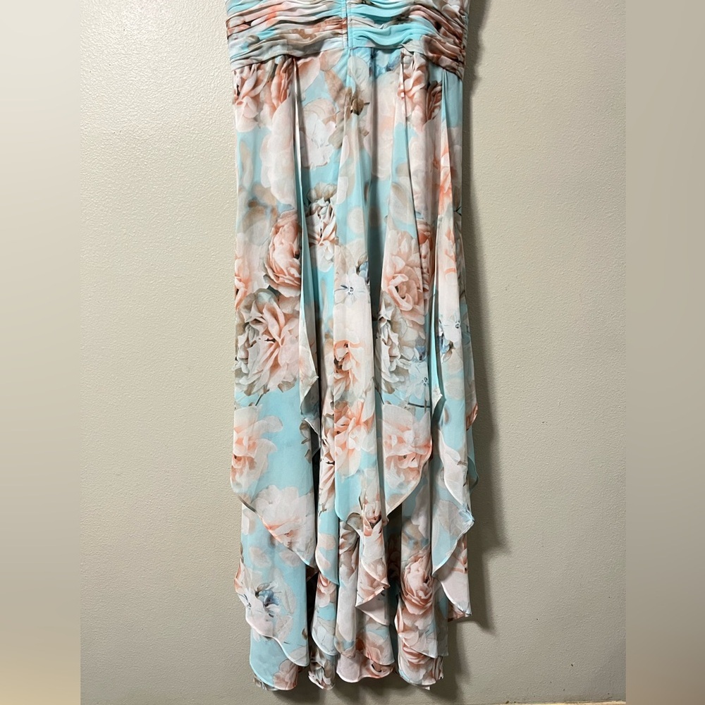 Calvin Klein Floral Maxi Long Flowy Beaded Neck Halter Party Wedding Dress Sz 12 - Picture 7 of 9